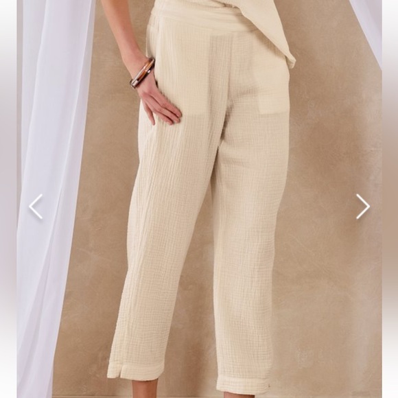 NWT soft surrounding linen summer capris pants cropped straight leg white - Picture 1 of 5